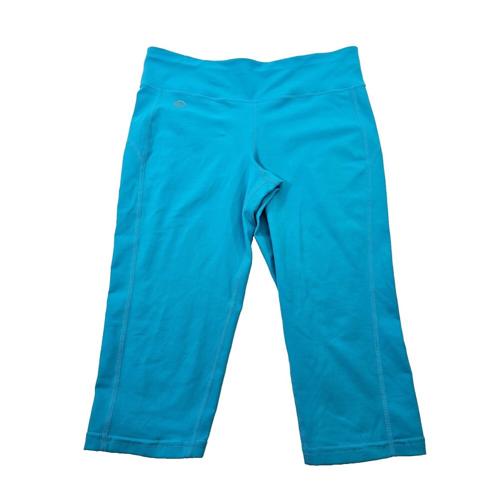 RALPH LAUREN M Performance Cyan Blue Cropped Leggings Yoga Pants Sport EUC!